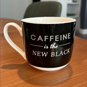 Caffeine is the New Black Coffee Mug Cup black and white.